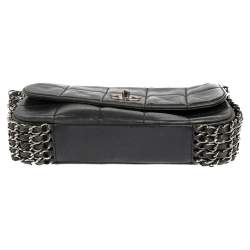 مملوكة مسبقًا Chanel Navy Blue Square Quilted Leather Multi Chain Flap Bag