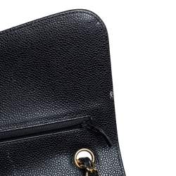 Pre Owned حقيبة شانيل كلاسيك جامبو جلد كافيار مبطن أسود بقلاب مزدوج 