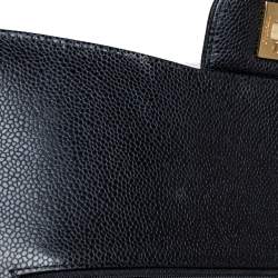 Pre Owned حقيبة شانيل كلاسيك جامبو جلد كافيار مبطن أسود بقلاب مزدوج 