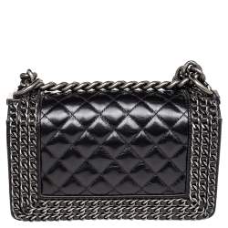 Pre Owned Chanel Black Quilted Leather Small Boy Flap Bag
