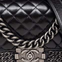 Pre Owned Chanel Black Quilted Leather Small Boy Flap Bag