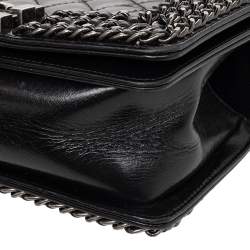 Pre Owned Chanel Black Quilted Leather Small Boy Flap Bag