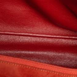 Pre Owned حقيبة شانيل قلاب واحد سويدي مبطن غرز مربعة برتقالي