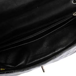 Pre Owned Chanel Black Quilted Patent Leather Maxi Classic Single Flap Bag