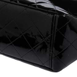 Pre Owned Chanel Black Quilted Patent Leather Maxi Classic Single Flap Bag