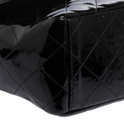 Pre Owned Chanel Black Quilted Patent Leather Maxi Classic Single Flap Bag