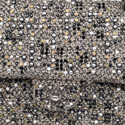 Pre Owned Chanel Monochrome Tweed Embellished Flap Bag