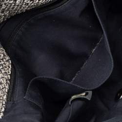 Pre Owned Chanel Monochrome Tweed Embellished Flap Bag
