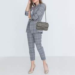 Pre Owned Chanel Monochrome Tweed Embellished Flap Bag