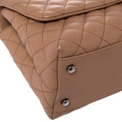 Pre Owned Chanel Beige/Maroon Caviar Leather and Lizard Medium Coco Top Handle Bag