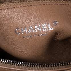 Pre Owned Chanel Beige/Maroon Caviar Leather and Lizard Medium Coco Top Handle Bag