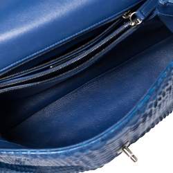 Pre Owned Chanel Blue Python Large Coco Top Handle Bag