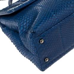 Pre Owned Chanel Blue Python Large Coco Top Handle Bag