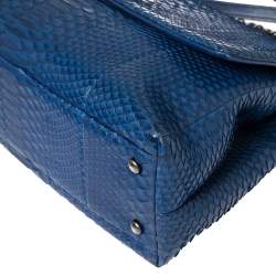 Pre Owned Chanel Blue Python Large Coco Top Handle Bag