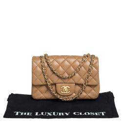 Pre Owned Chanel Beige Quilted Leather New Mini Classic Flap Bag