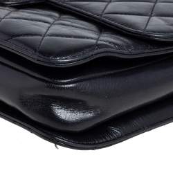 Pre Owned Chanel Black Quilted Leather Chain Handle Flap Bag