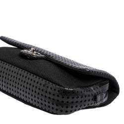Pre Owned Chanel Black Perforated Leather And Mesh Shoulder Bag
