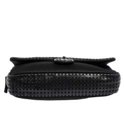 Pre Owned Chanel Black Perforated Leather And Mesh Shoulder Bag