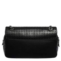 Pre Owned Chanel Black Perforated Leather And Mesh Shoulder Bag