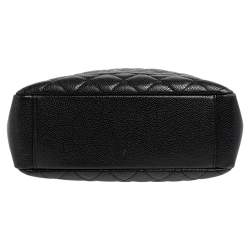 مملوكة مسبقًا حقيبة يد توتس شانيل شوبر جلد كافيار مبطنة سوداء صغيرة  