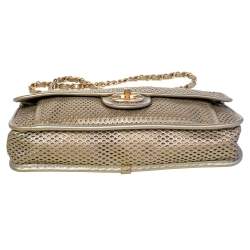 Pre Owned Chanel Gold Perforated Leather Timeless Shoulder Bag