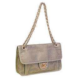 Pre Owned Chanel Gold Perforated Leather Timeless Shoulder Bag