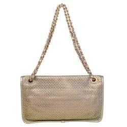 Pre Owned Chanel Gold Perforated Leather Timeless Shoulder Bag