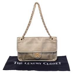 Pre Owned Chanel Gold Perforated Leather Timeless Shoulder Bag