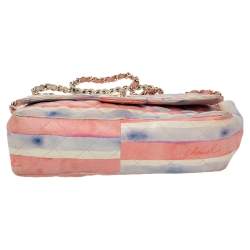 Pre Owned حقيبة شانيل جامبو كلاسيك جلد كولوراما متعددة الألوان بقلاب