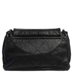 Chanel Black Quilted Leather Large Wild Stitch Hampton Flap Bag