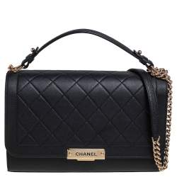 مملوكة مسبقًا Chanel Black Leather Large Label Click Flap Bag