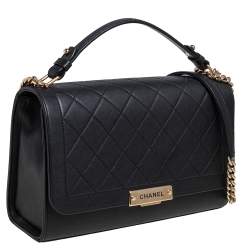 ممل وكة مسبقًا Chanel Black Leather Large Label Click Flap Bag