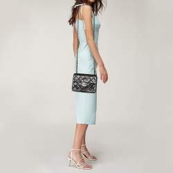 Pre Owned حقيبة شانيل كلاسيك قلاب مربعة ميني جلد مبطنة أسود