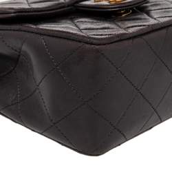 Pre Owned حقيبة شانيل كلاسيك قلاب مربعة ميني جلد مبطنة أسود