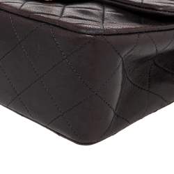 Pre Owned حقيبة شانيل كلاسيك قلاب مربعة ميني جلد مبطنة أسود