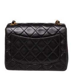 Pre Owned حقيبة شانيل كلاسيك قلاب مربعة ميني جلد مبطنة أسود