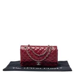 Pre Owned Chanel Red Quilted Caviar Leather Medium Classic Double Flap Bag