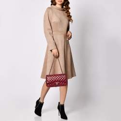 Pre Owned Chanel Red Quilted Caviar Leather Medium Classic Double Flap Bag