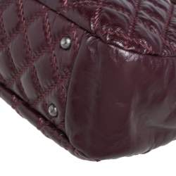 Pre Owned حقيبة يد توتس شانيل ألتيميت ستيتش جلد عنابي مبطن