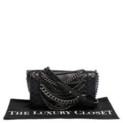 مملوكة مسبقًا Chanel Black Leather Enchained Boy Medium Flap Bag