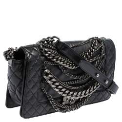 مملوكة مسبقًا Chanel Black Leather Enchained Boy Medium Flap Bag