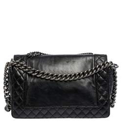 مملوكة مسبقًا Chanel Black Leather Enchained Boy Medium Flap Bag