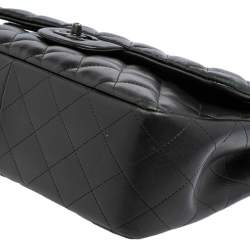 مملوكة مسبقًا Chanel Black Quilted Lambskin Leather Jumbo Classic Double Flap Bag