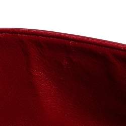 Pre Owned حقيبة شانيل قلاب مزدوج كلاسيك متوسطة جلد لامع مبطن أحمر