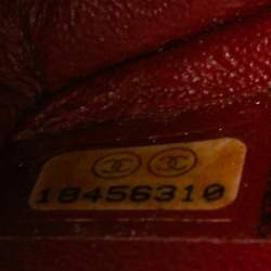 Pre Owned حقيبة شانيل قلاب مزدوج كلاسيك متوسطة جلد لامع مبطن أحمر