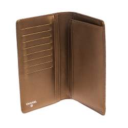 Pre Owned Chanel Bronze Caviar Leather CC Bifold Long Wallet