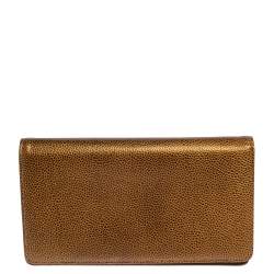 Pre Owned Chanel Bronze Caviar Leather CC Bifold Long Wallet