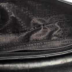 Pre Owned حقيبة شانيل أكورديون جلد أزرق داكن ذات ق فل كبس وقلاب