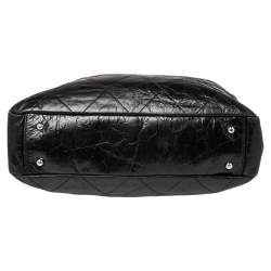 Pre Owned حقيبة يد توتس شانيل بورتوبيلو جلد متجعد وجلد قزحي مبطن أسود / بني