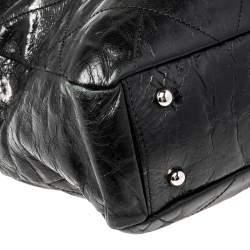 Pre Owned حقيبة يد توتس شانيل بورتوبيلو جلد متجعد وجلد قزحي مبطن أسود / بني